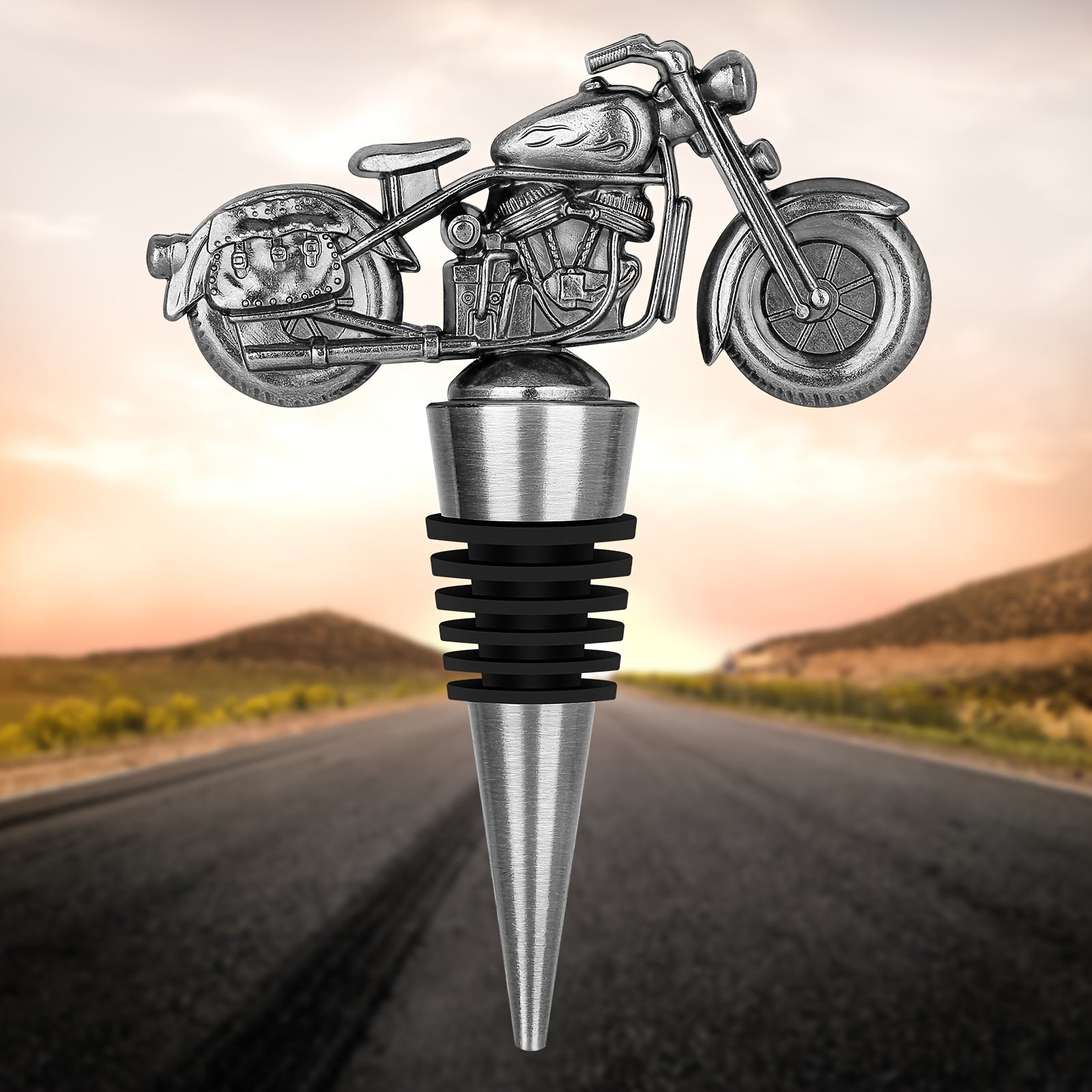 Motorcycle Wine Stopper for Men Gift Idea Durable Metal