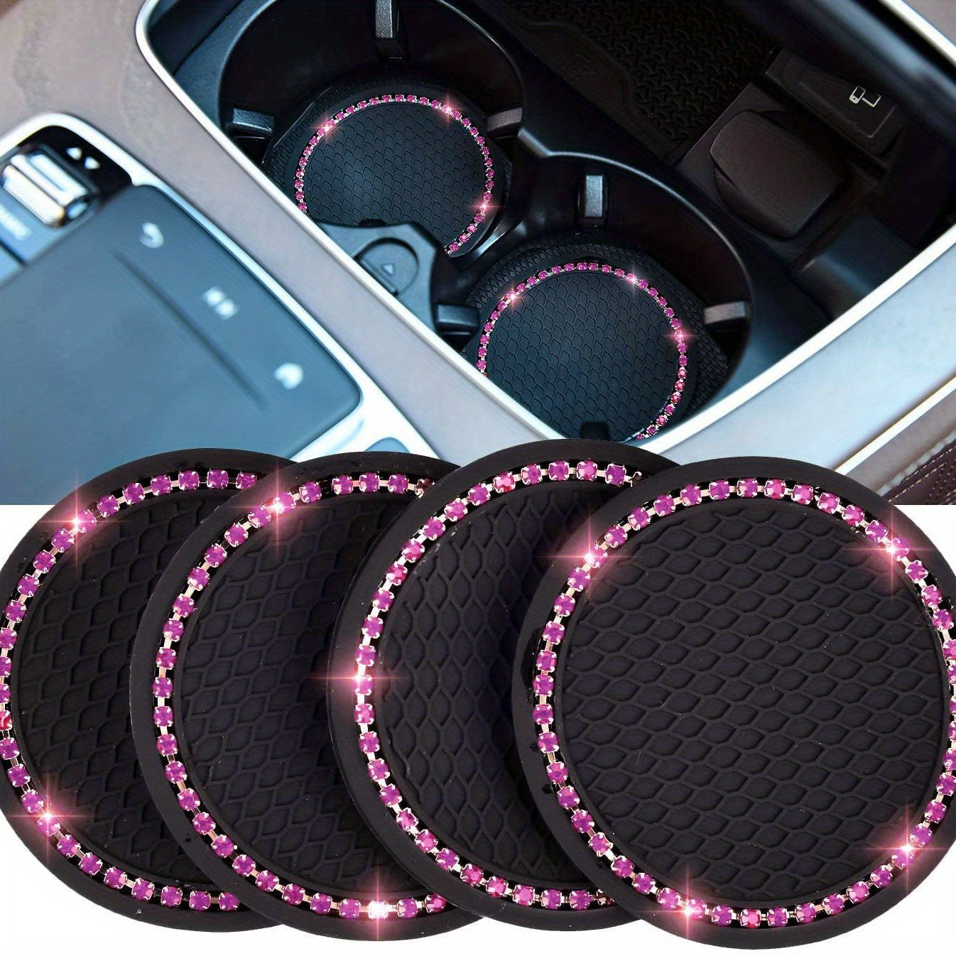 4 dona Silikon Kristal Rhinestone Avtomobil Qoplamalari Universal Transport Aksesuarlar