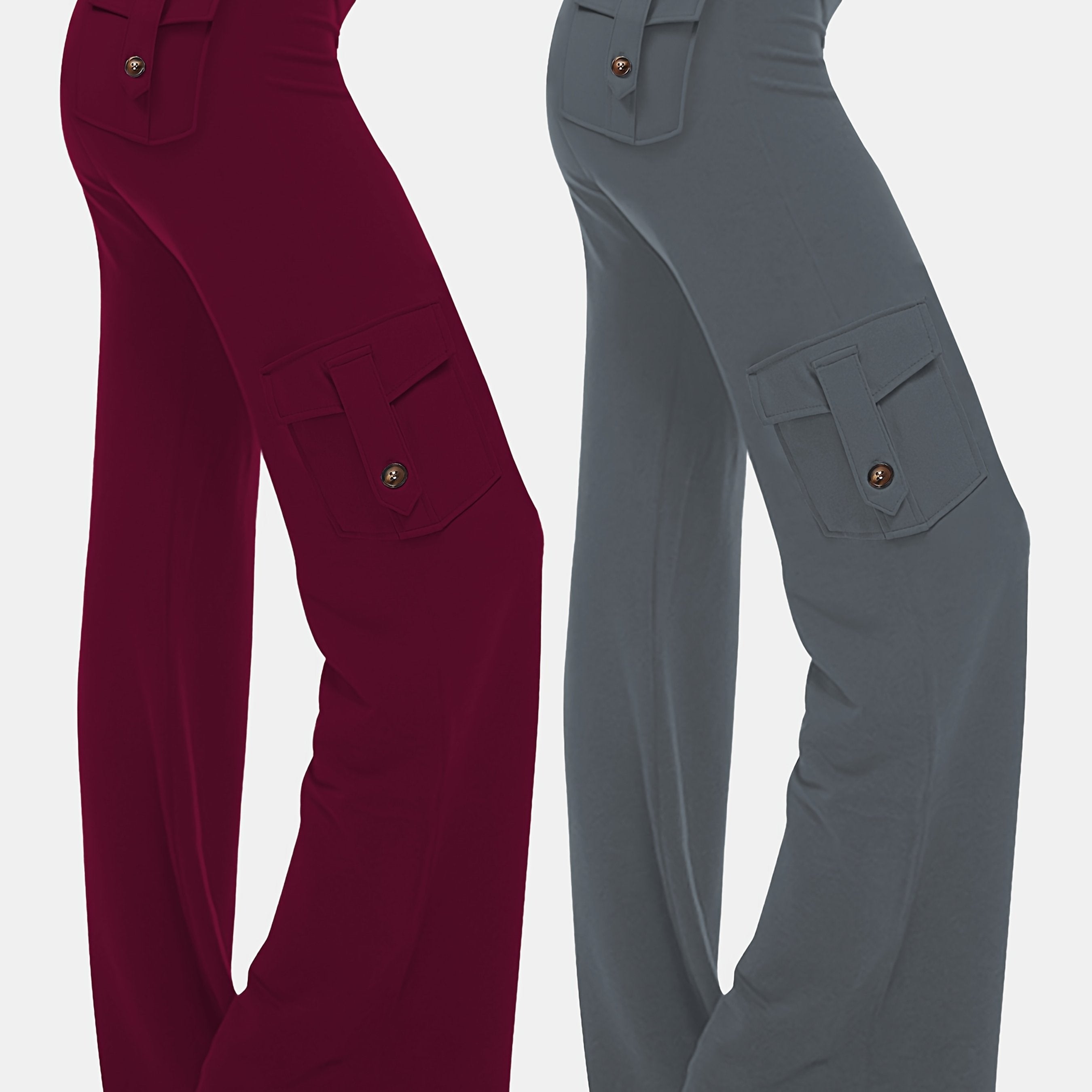 Plus Size Women's Skinny Wide Leg Pants with Pockets Moisture Wicking