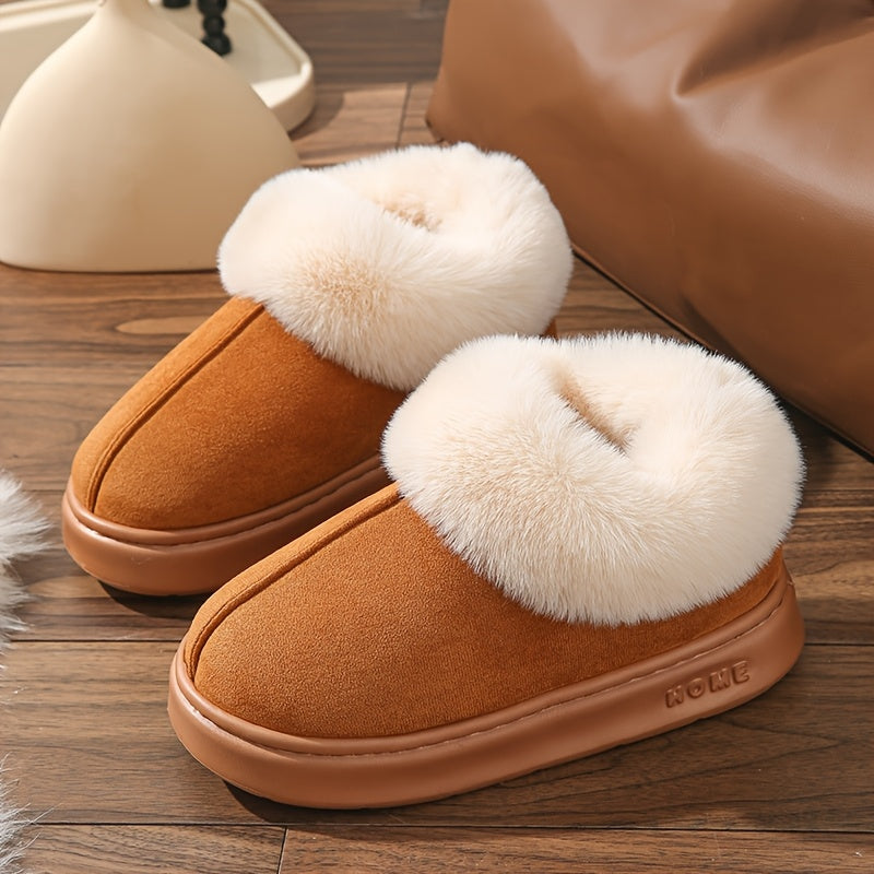 Women's Solid Color Home Shoes Comfortable Non-Slip Warm Indoor Slippers