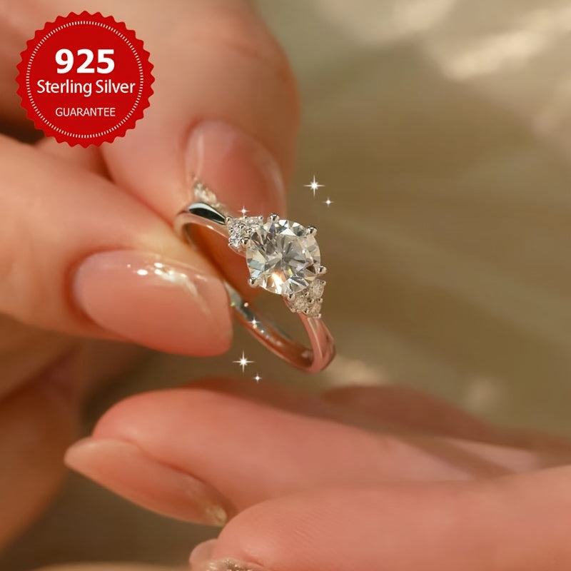 Moissanite Engagement Ring 1CT Sterling Silver Wedding Jewelry for Valentine