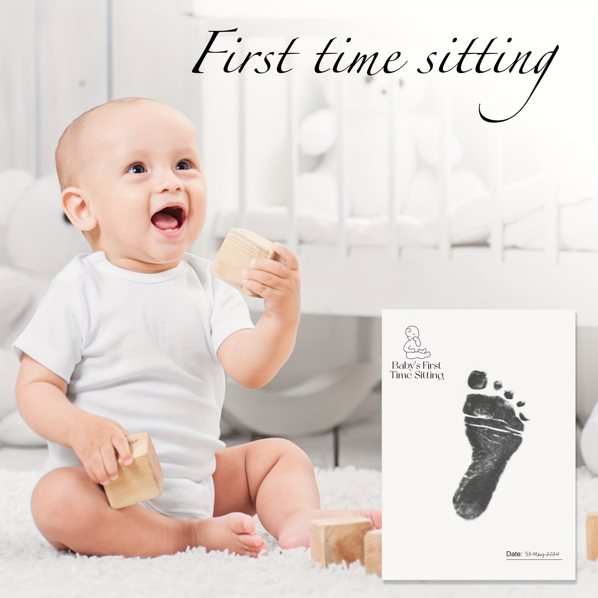 Baby Keepsake Kit 7-Piece Milestone Memory Set with Inkless Hand Footprint Cards and Casting Paper