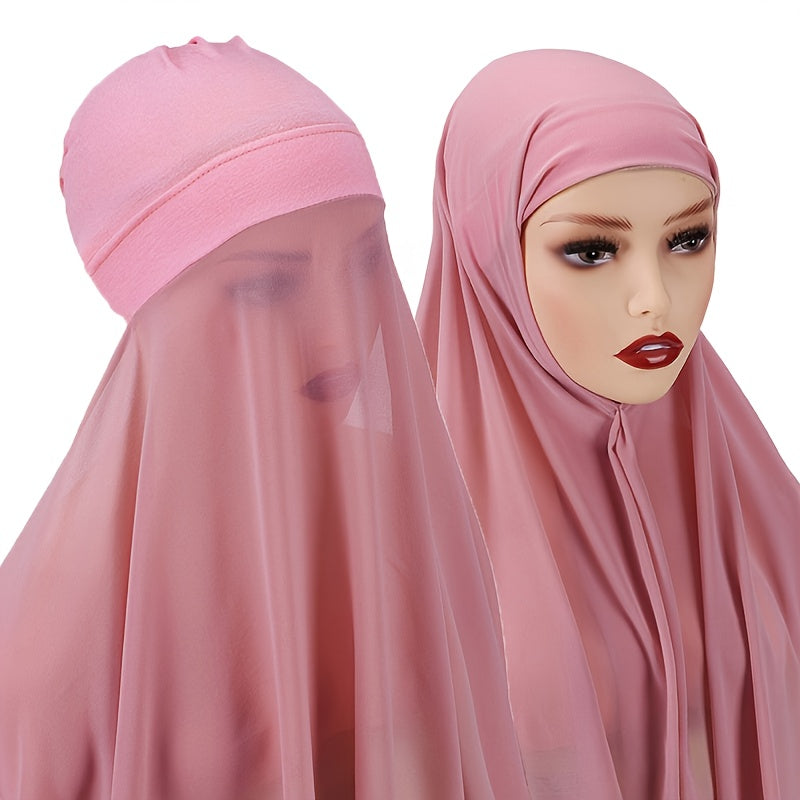 Women's Chiffon Instant Hijab Set with Tube Undercap Lightweight Head Cover
