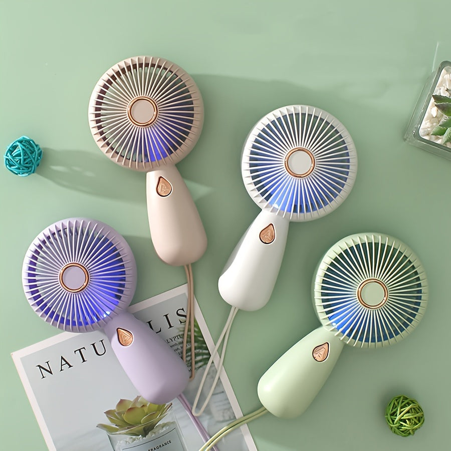 Mini Handheld Fan with LED Lights USB Rechargeable Quiet Desk Fan Personal Cooling
