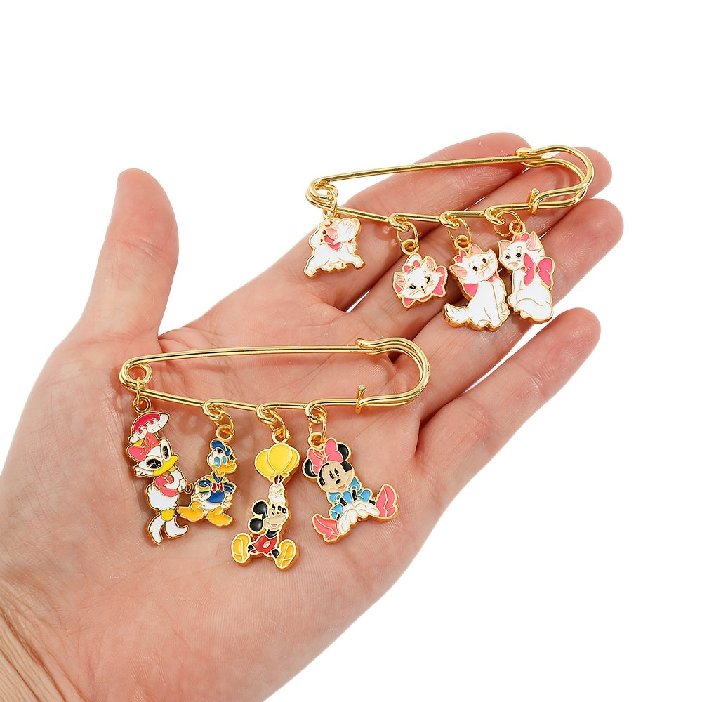 Juego de 2 pins de esmalte de Mickey, Minnie y Donald, personajes de dibujos animados para ropa, mochila, accesorios