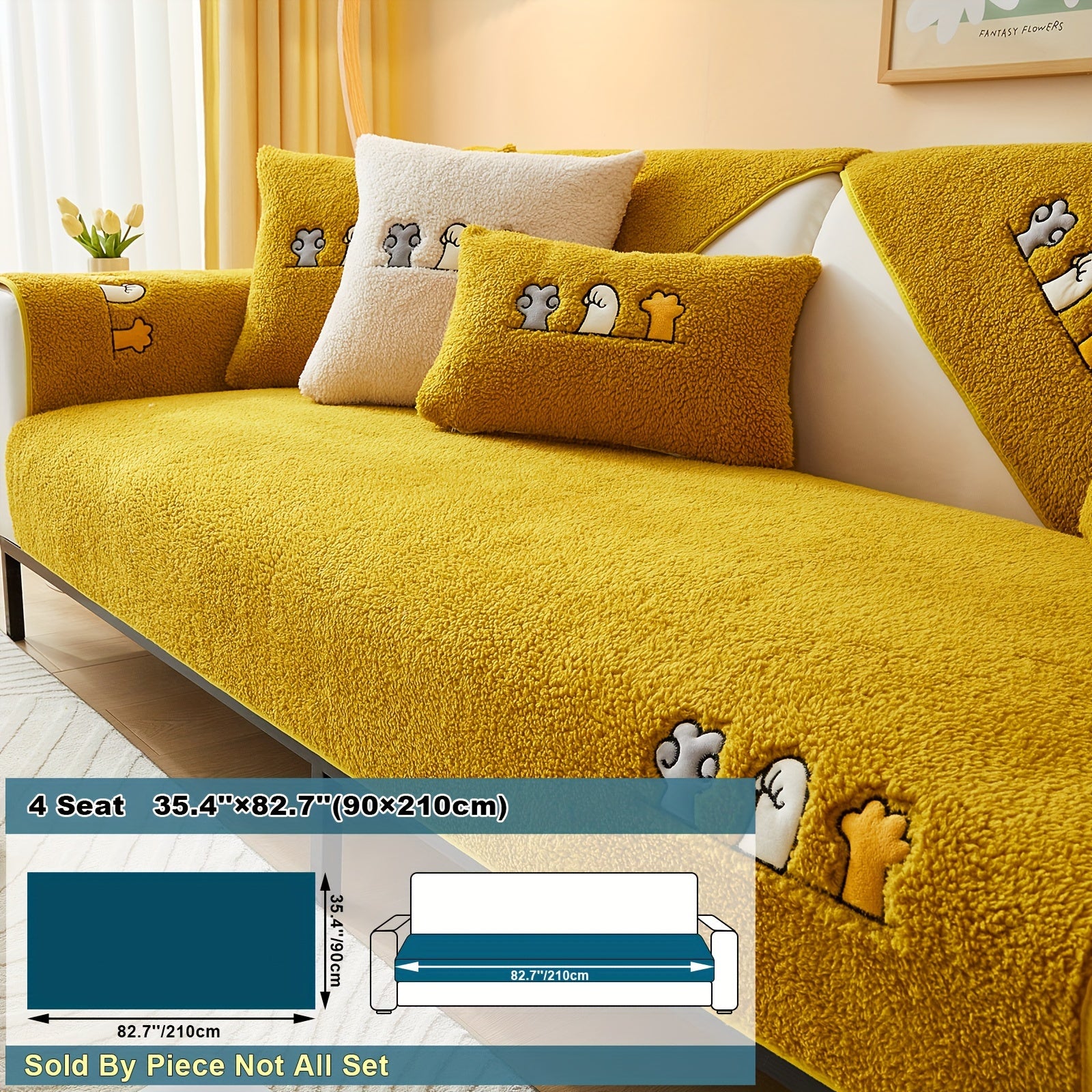 Плюшевый чехол на диван Sherpa, противоскользящий, защитный чехол для мебели для домашних животных для гостиной