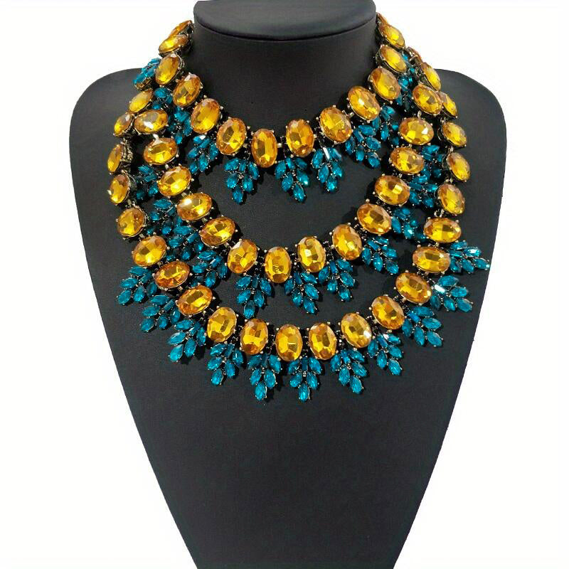 Stylish Rhinestone Body Chain Necklace for Women Alloy Green Clear Crystal