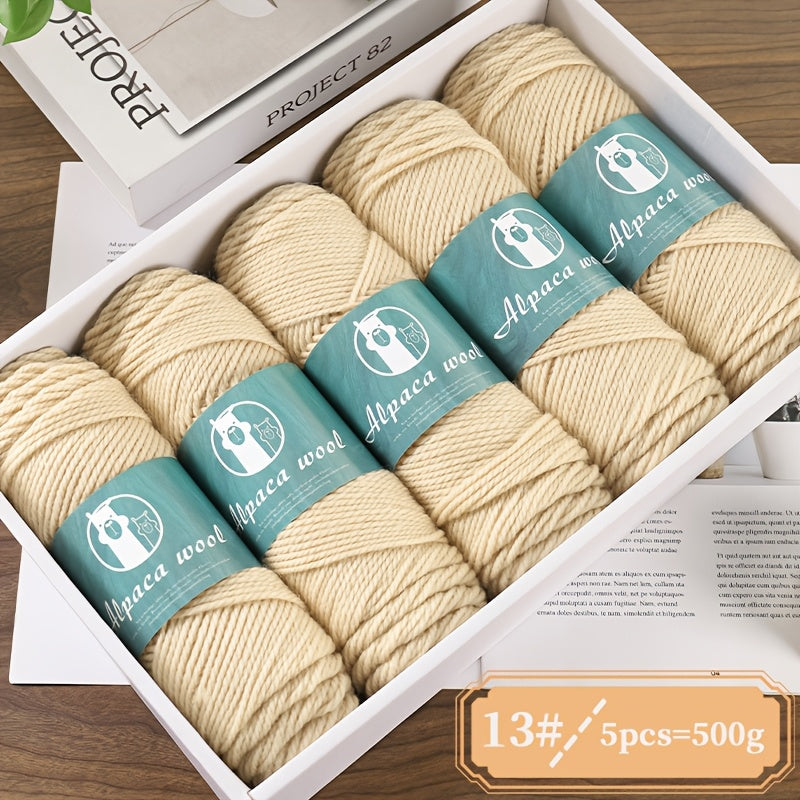 5-Pack Multicolor Alpaca Wool Yarn 500g Thick-Thin Self-Striping and Ombre