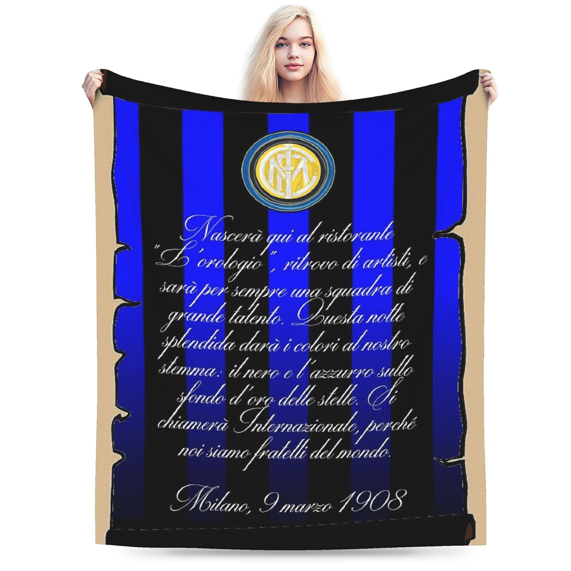 Anime Themed Inter Milan Flannel Fleece Blanket Lightweight Throw Soft Polyester All-Season Home Decor
