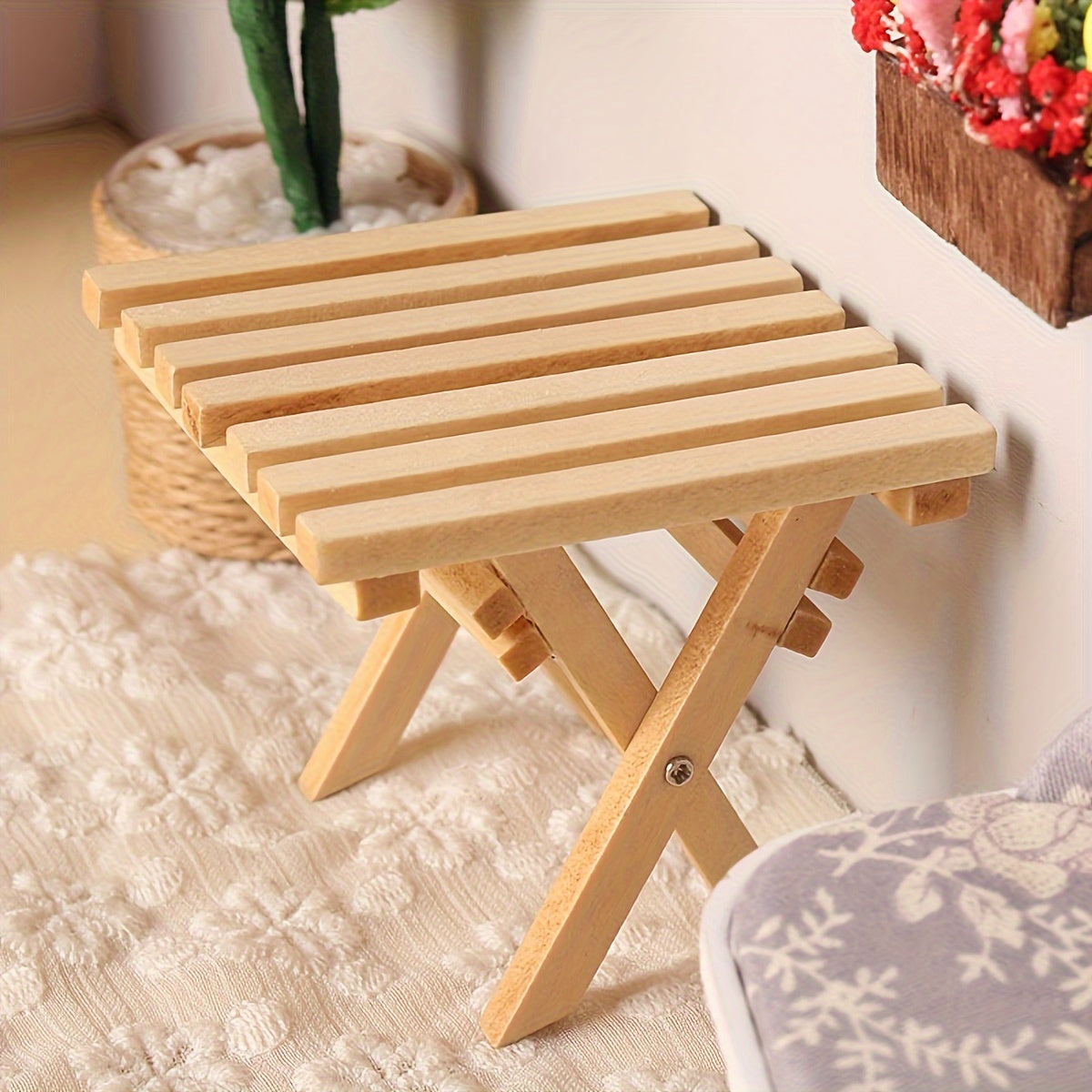 Mini mesa plegable de corcho para escenas de desayuno y té en casas de muñecas, coleccionistas