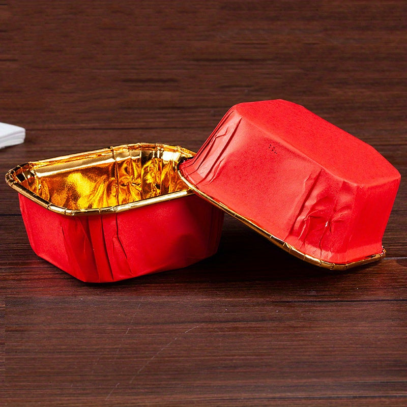 Set of 50 Colorful Foil Cupcake Liners with Lids, Oil-Proof Muffin Cups for Baking