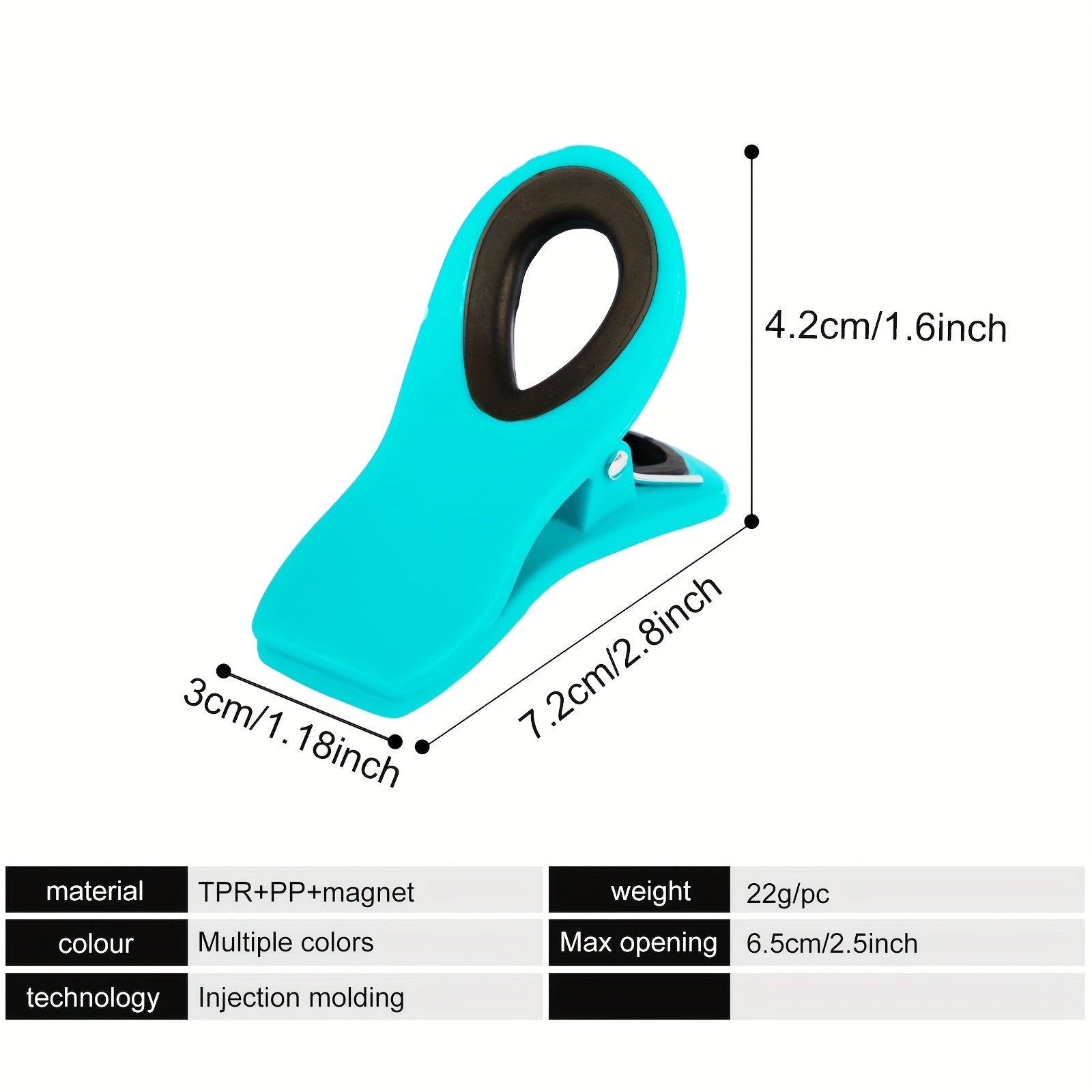 6/10/12 dona oziq-ovqat sumkasi yopish kliplari magnitli muzlatgich saqlash uchun qayta ishlatiladigan havo o'tkazmaydigan oshxona tashkilotchilari