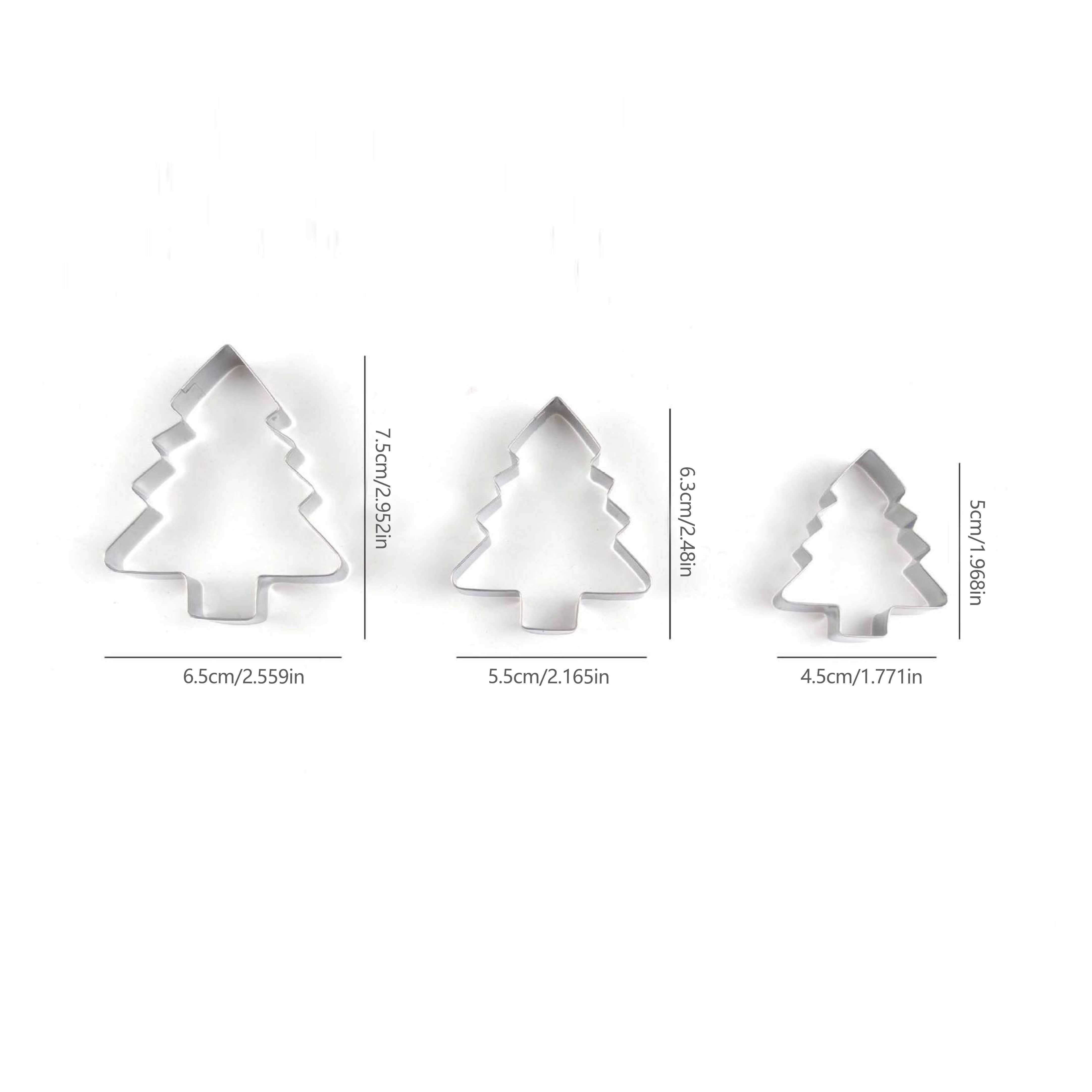 Set of 3 Christmas Tree Cookie Cutters for Baking and DIY Kitchen Projects