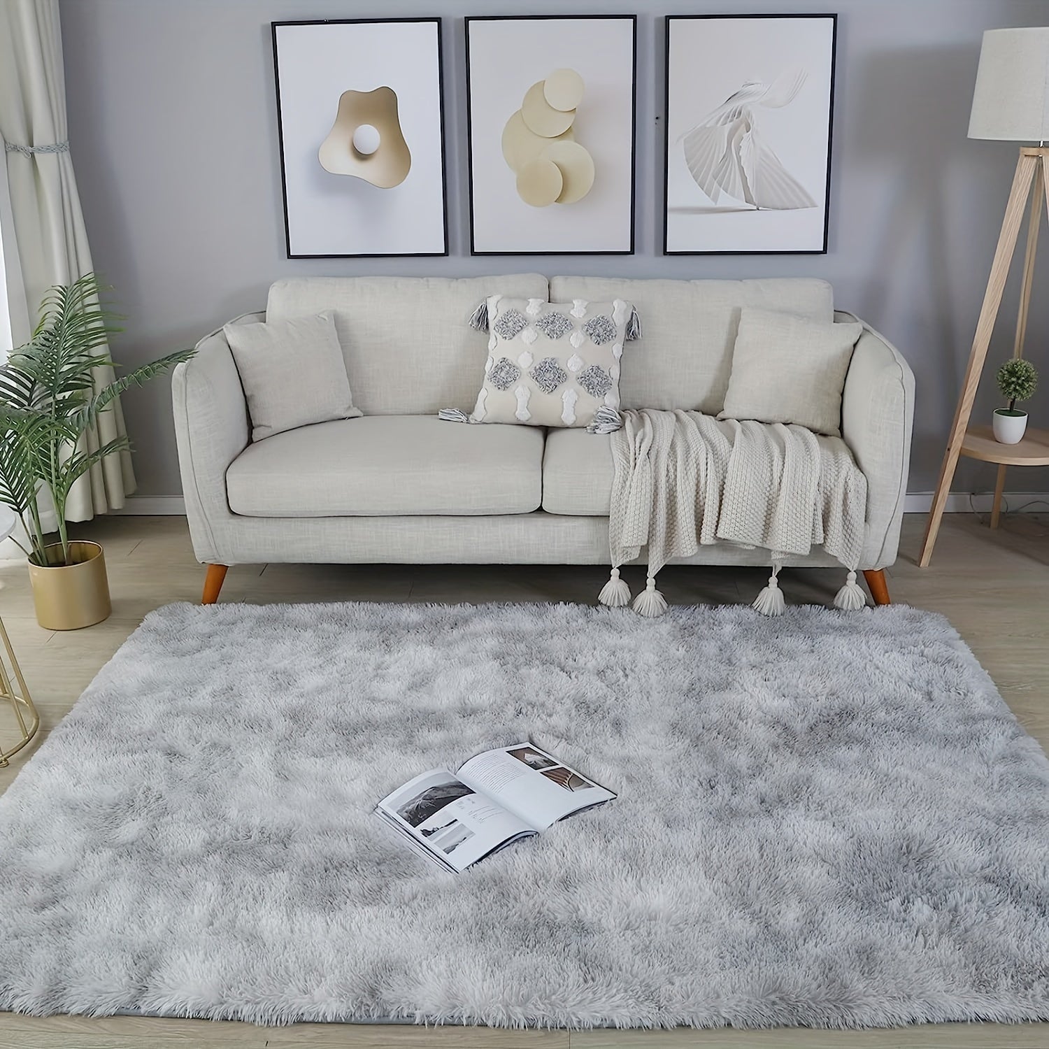 Modern Tie-Dye Floor Rug Rectangular Soft Shag for Living Room Bedroom Home Decor