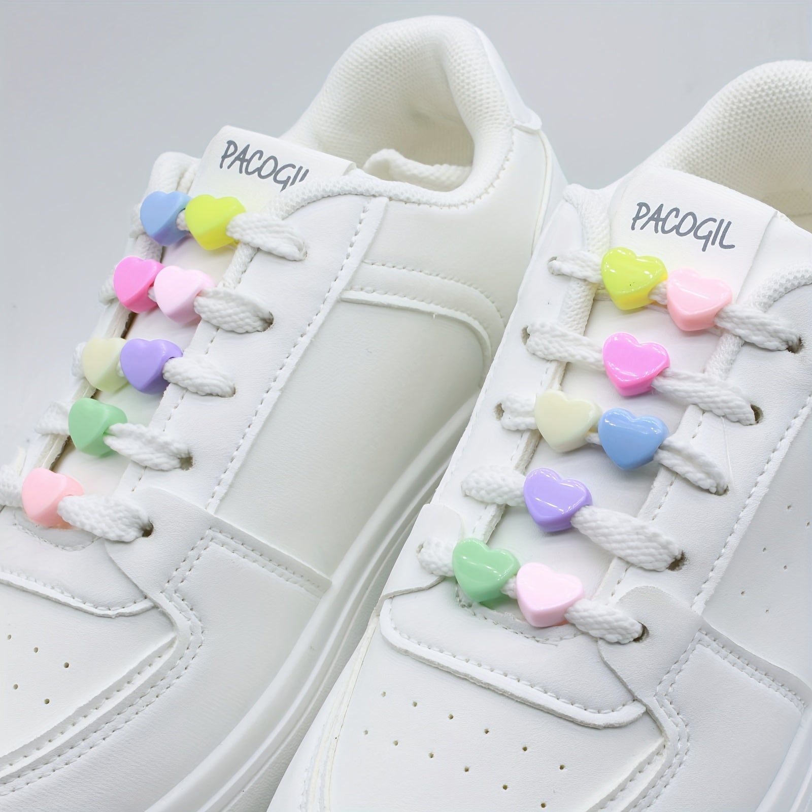 Kids Girl Colorful Heart Shoe Lace Charms 16Pcs Set