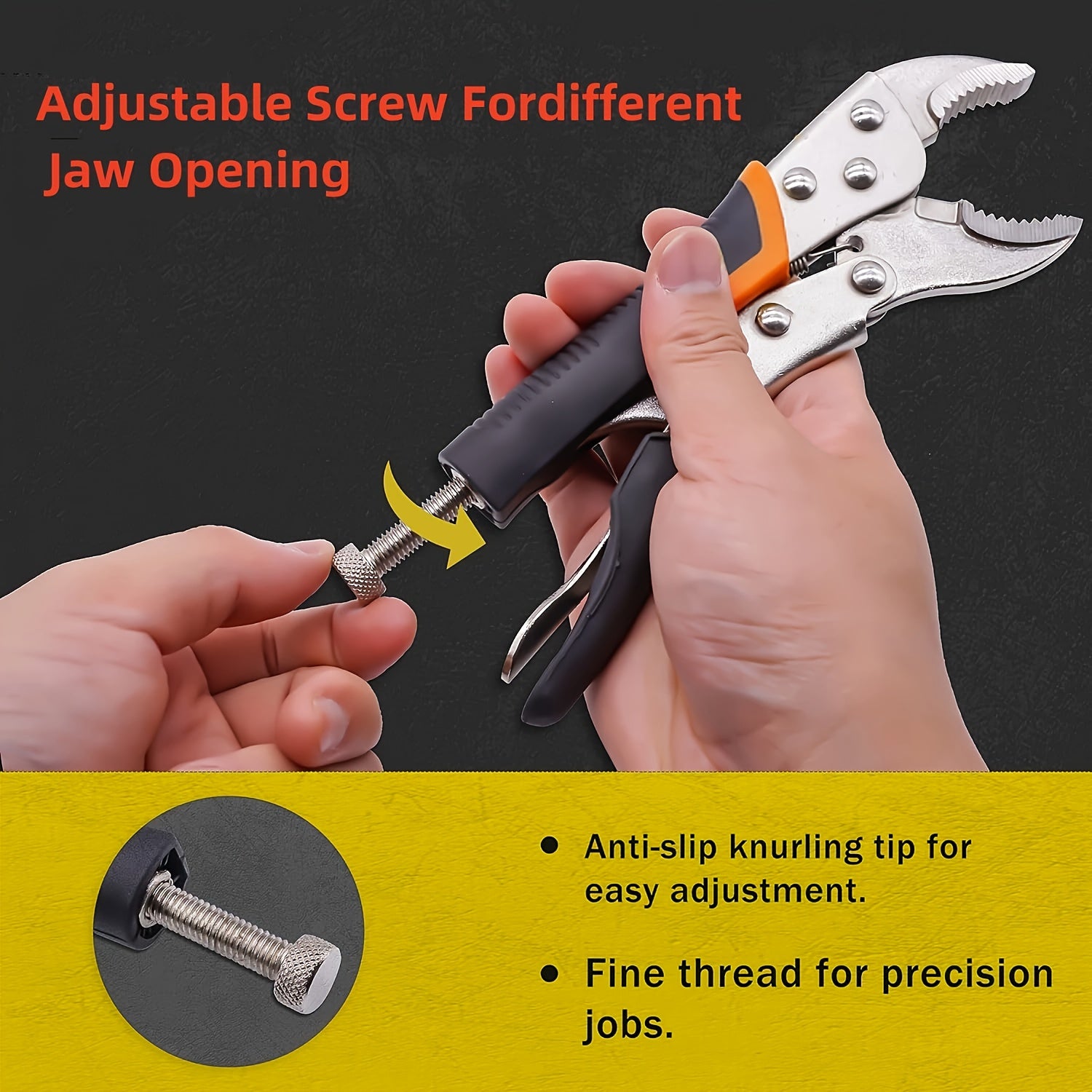 Alicates de acero ajustables multiusos con agarre de alta resistencia, estriado antideslizante