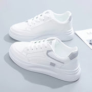 Women's White Low-Top Sneakers with Mint Green Accents Casual Shoes for All-Season Outdoor Use