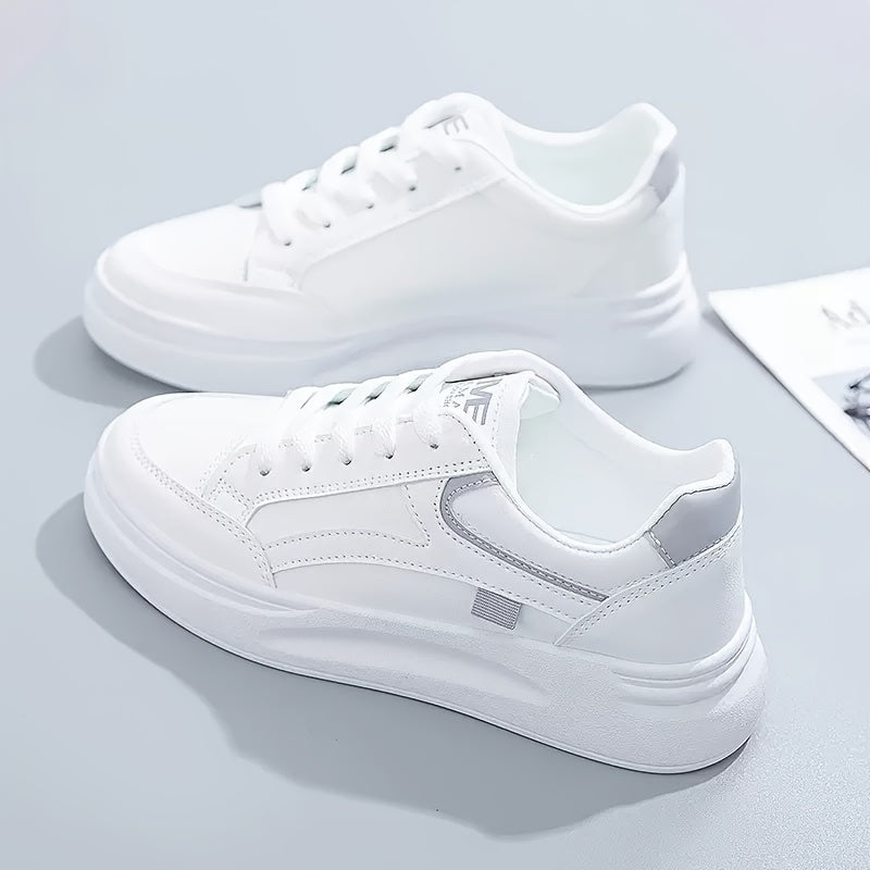 Women's White Low-Top Sneakers with Mint Green Accents Casual Shoes for All-Season Outdoor Use