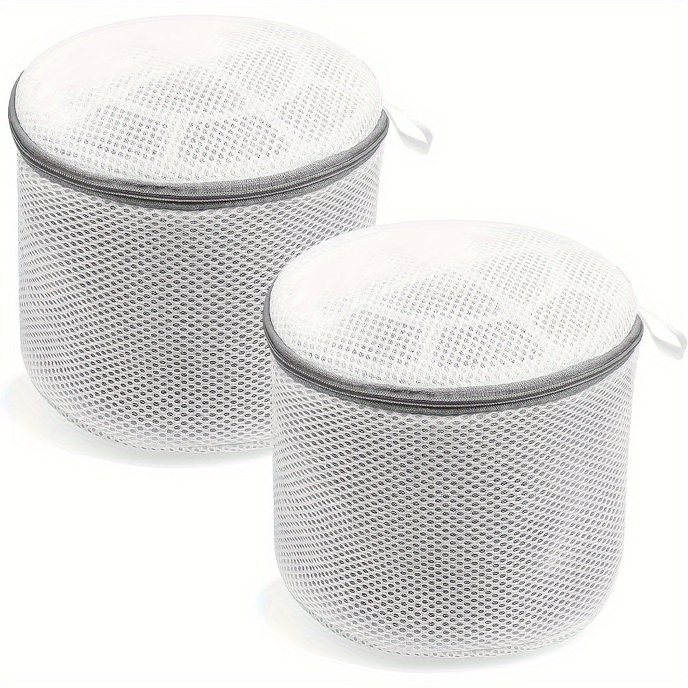 2pcs Fine Mesh Laundry Bags for Bras and Lingerie with Reinforced Zipper and Hanging Loop