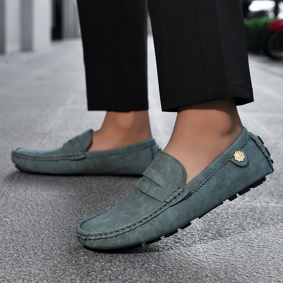 Мужские повседневные мокасины-слипоны с резиновой подошвой, всесезонные, противоскользящие, комфорт