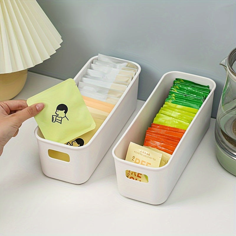 Juego de 2 cajas de almacenamiento de plástico blanco para cocina, dormitorio y baño