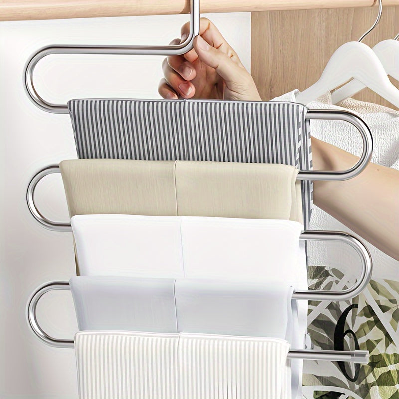 Juego de tres perchas de metal multicapa para secar y organizar el armario