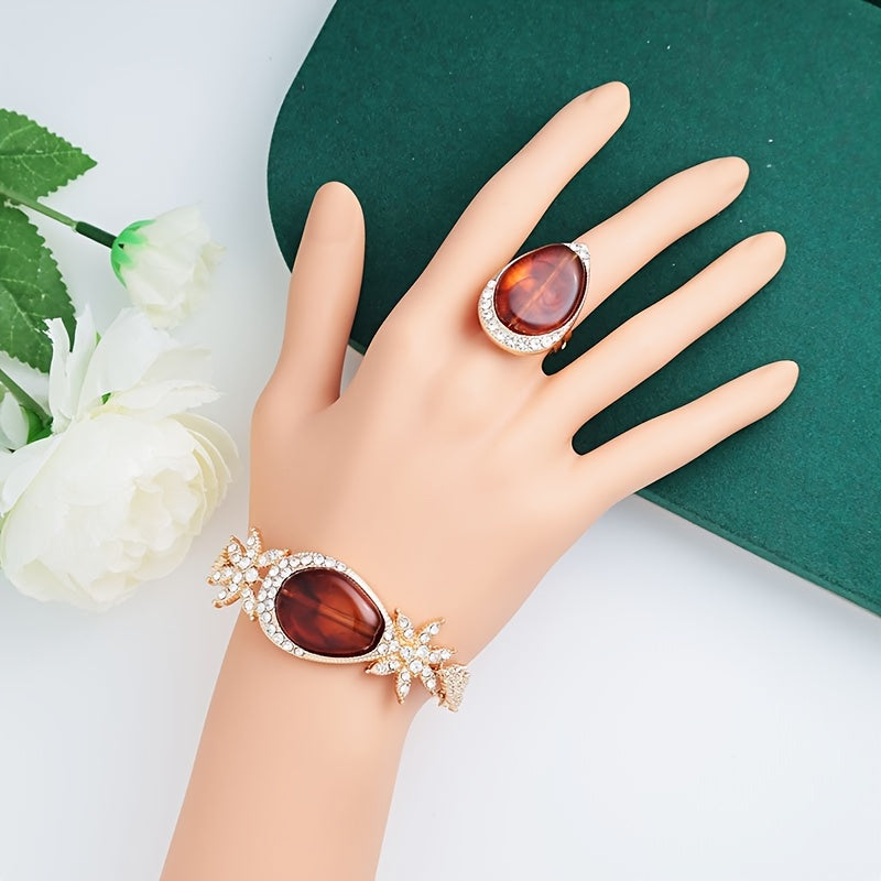 Gold Plated Alloy Jewelry Set with Rhinestones for Weddings and Gifts