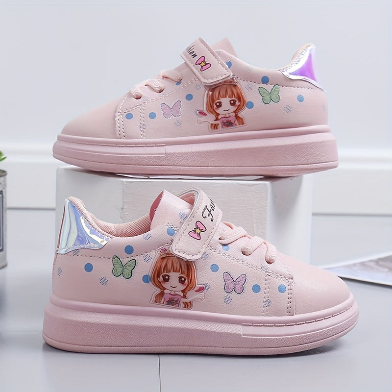 Girls' All-Season Lightweight Anti-Slip Cartoon Sneakers with Rubber Sole