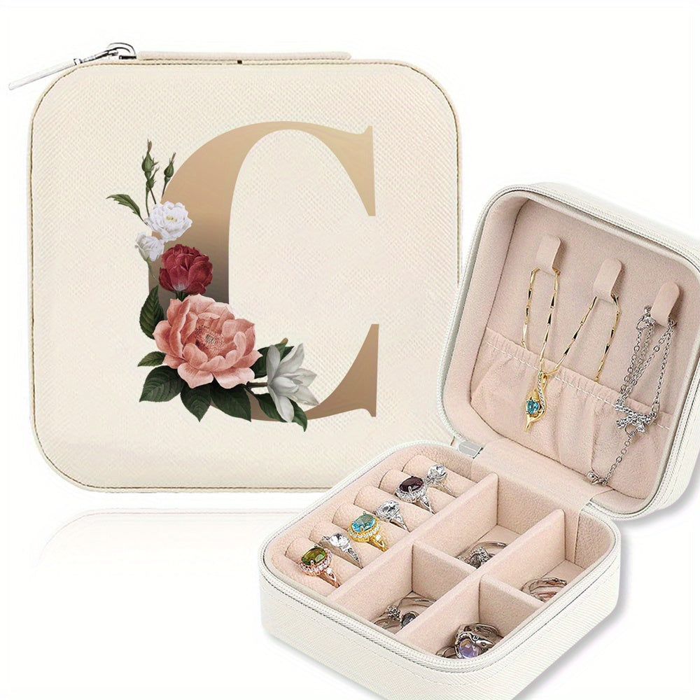 Mini Portable Zipper Jewelry Storage Box for Rings Necklaces and Studs