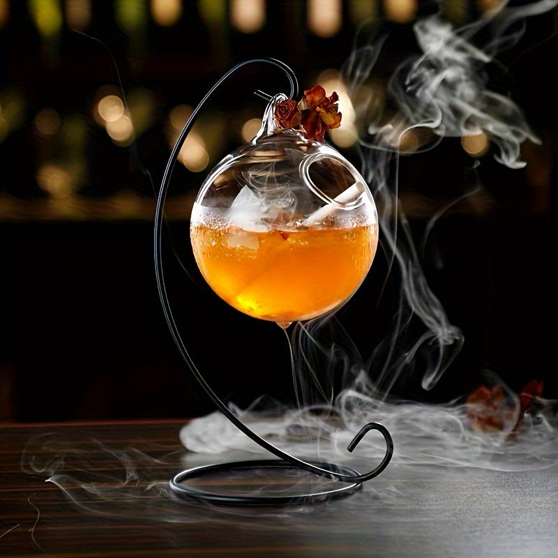 Hanging Cocktail Glass with Iron Stand 11.8oz Reusable BPA-Free Clear Drinkware