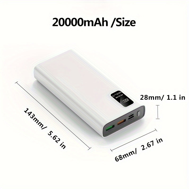 30000mAh Quvvat Banki Tez USB Type-C Zaryadlash LED Ko'rsatuv Universal Moslik iPhone Samsung Android uchun