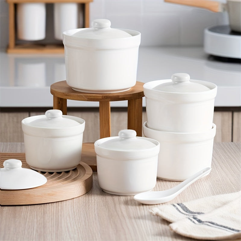 Очаровательная керамическая миска с крышкой - Идеально подходит для супов, десертов и здорового приготовления пищи - Необходима для безопасности продуктов в кухнях и ресторанах