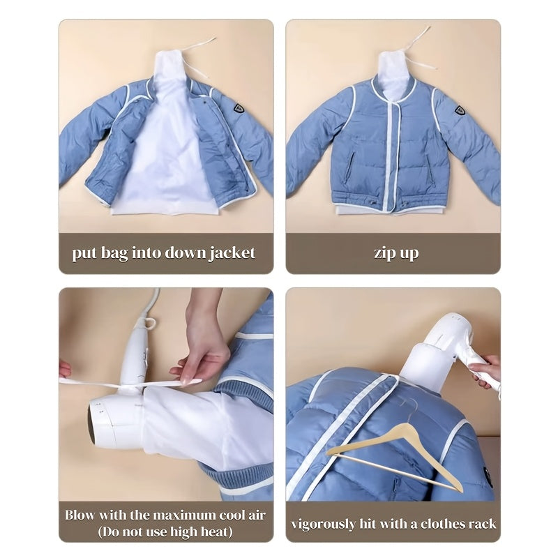 Pink Down Jacket and Shorts Drying Bag Fluffing Tool for Puffer Coats and Clothes