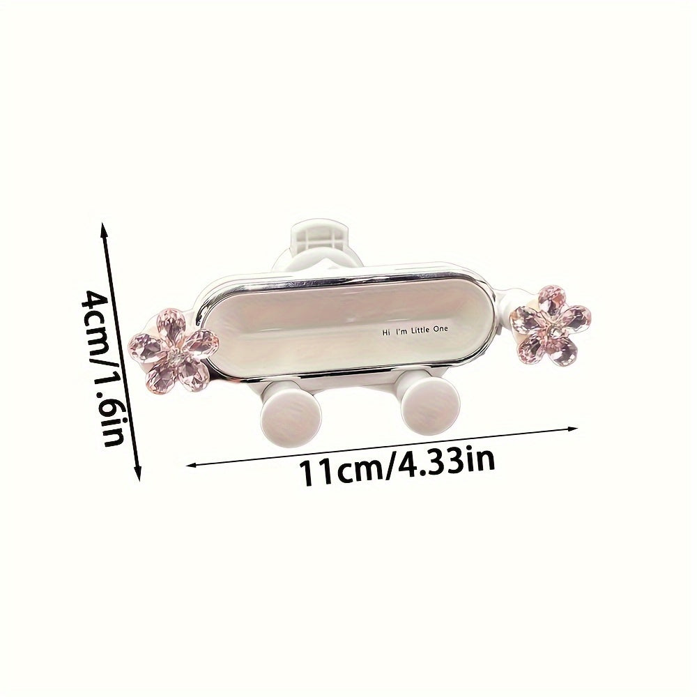 Car Mirror Phone Holder Crystal Flower Shape Adjustable Vent Mount Durable Detachable