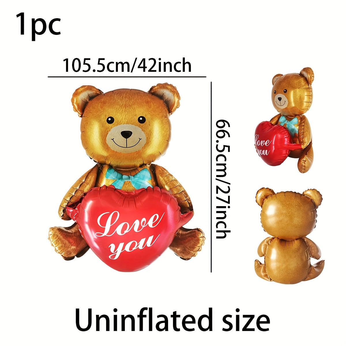 27-Inch Valentine's Day Teddy Bear and Heart Balloon Gift for All Ages