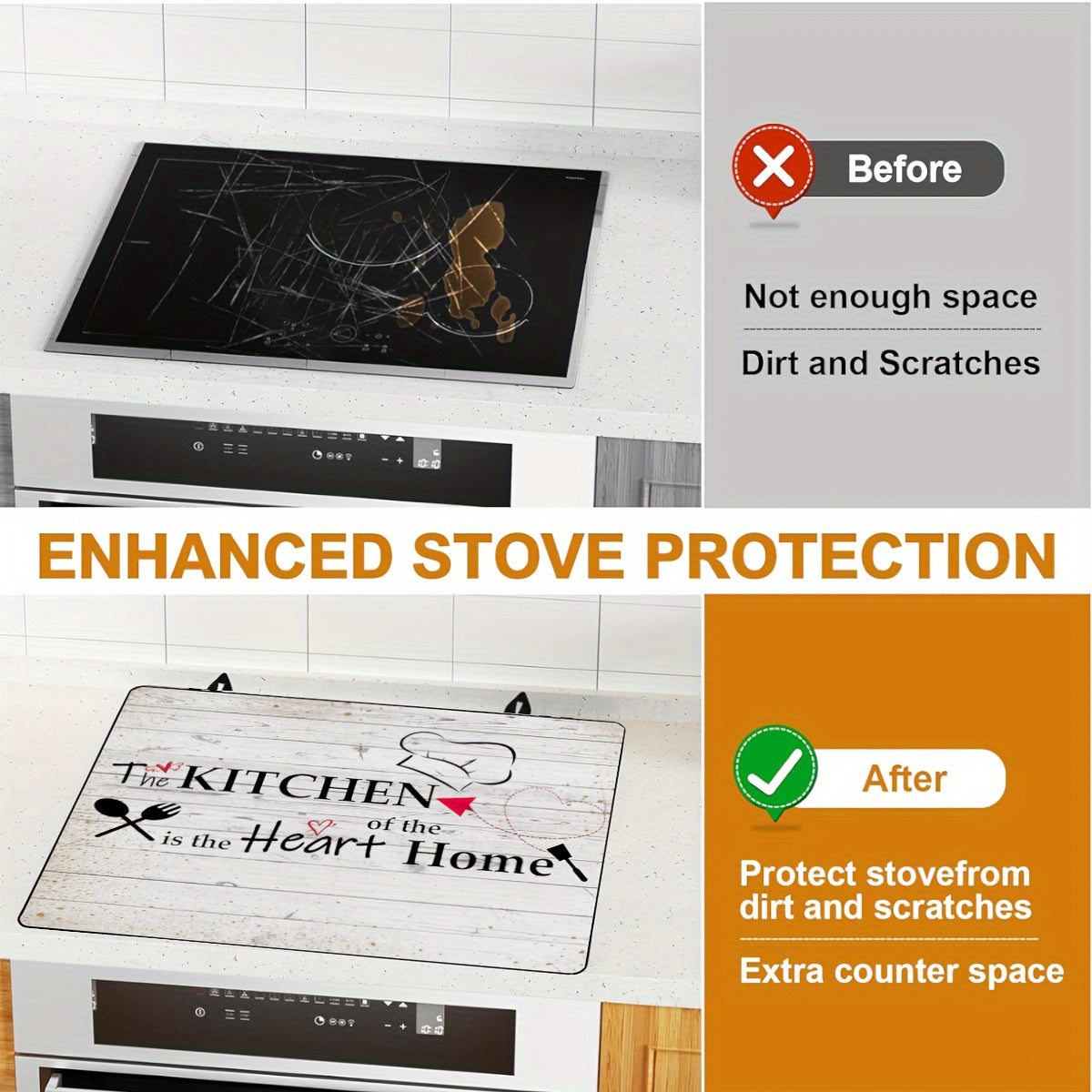 Extra Large Heat Resistant Cooktop Protector Mat for Electric Glass Stovetops and Appliances