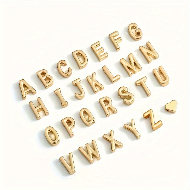 Peach Heart Charm Jewelry Set with 26 Letters for Women