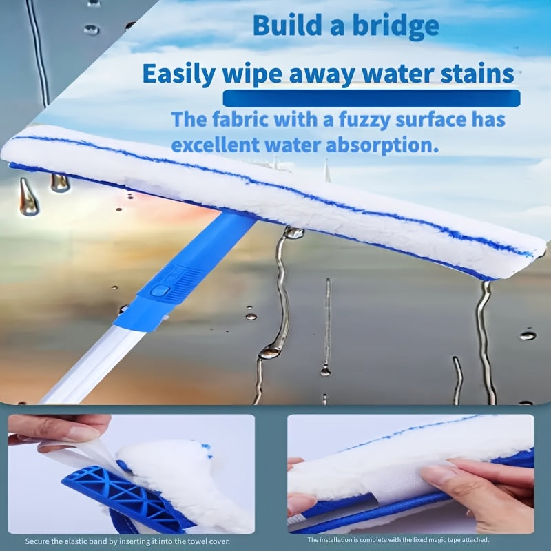 Cuatro raspadores de vidrio retráctiles para limpieza de ventanas, duraderos y fáciles de usar