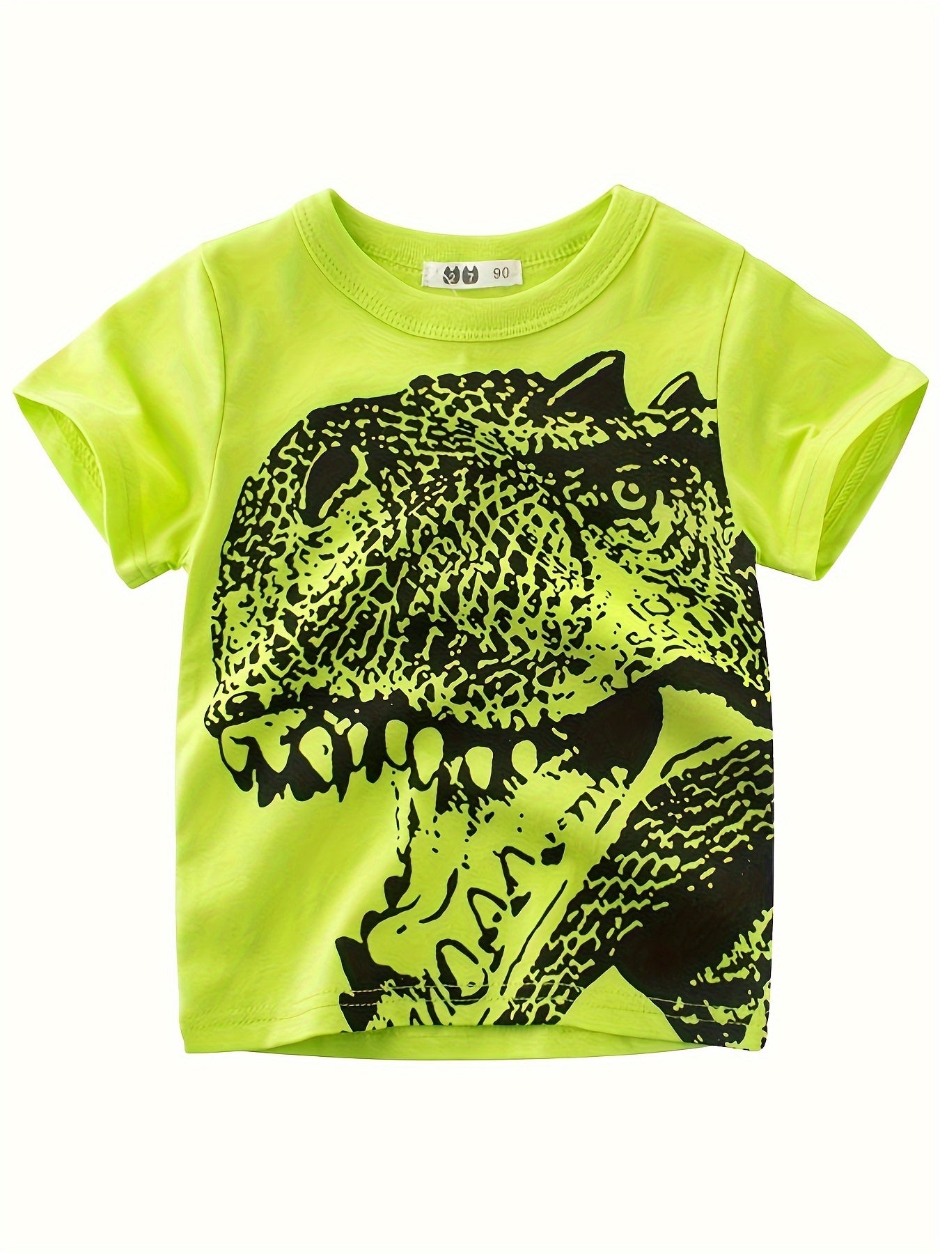 Set of Four Boys' Summer Cotton T-Shirts Short Sleeve Crew Neck Casual Clothing in Navy Beige Blue