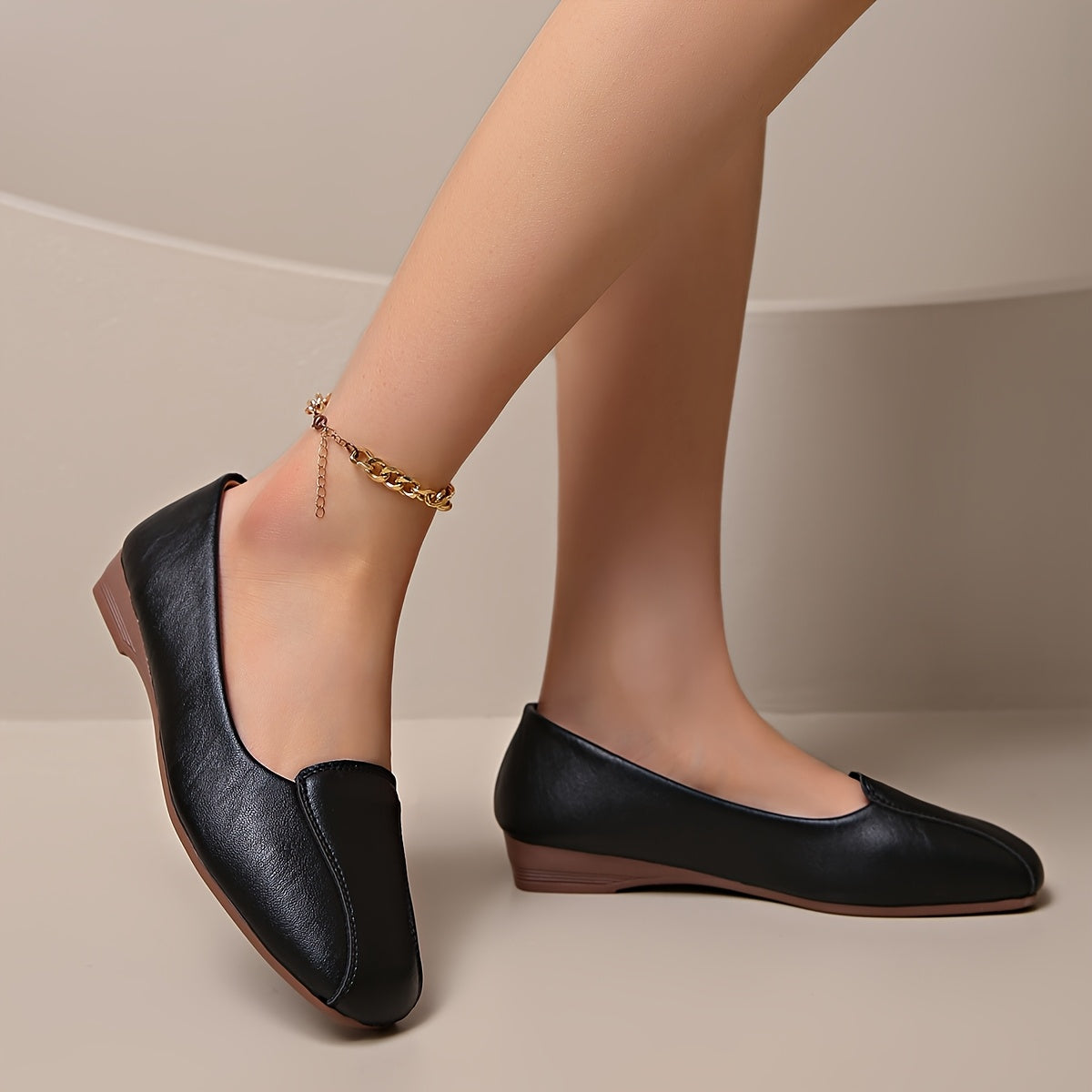 Women's Vintage Sequin Slip-On Shoes Polyurethane Upper Square Toe All Season