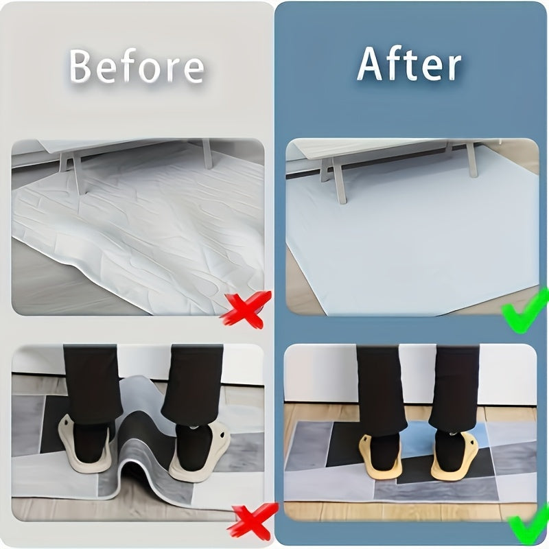 Yog'och va plitka pol uchun 4 ta qayta ishlatiladigan ikki tomonlama yopishqoqsiz gilam tutqich padlari to'plami