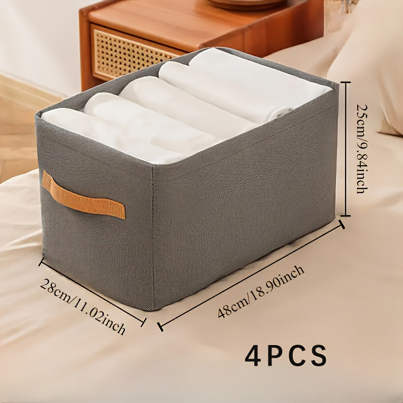 Juego de 4 cestas de tela para almacenamiento, organizador rectangular para ropa, debajo de la cama, armario de dormitorio