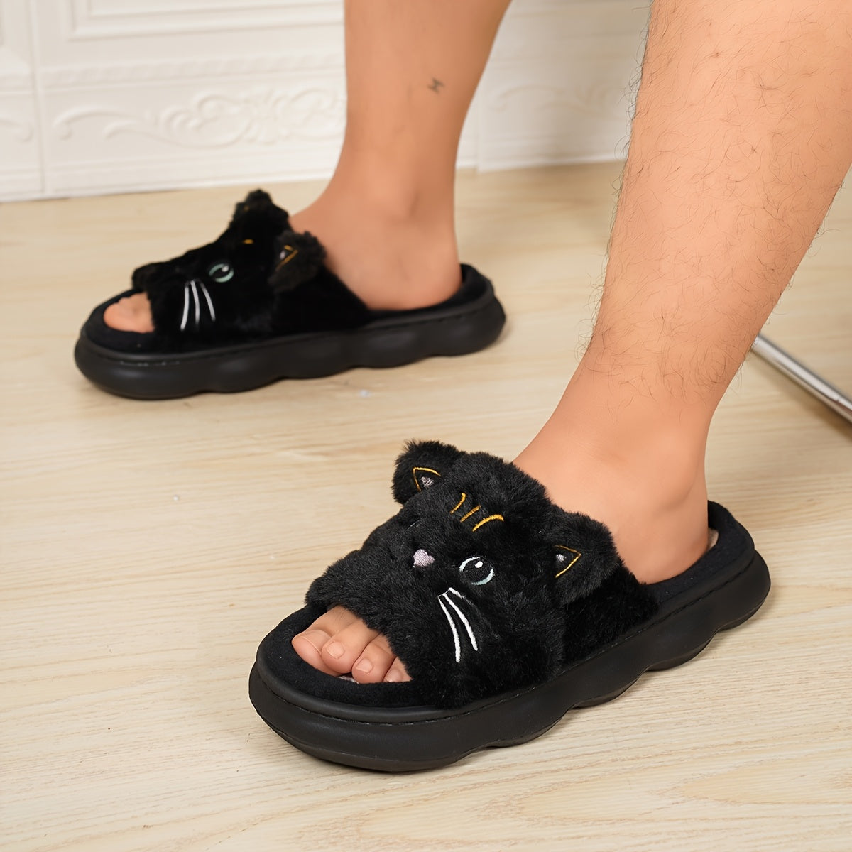 Women Cat Slippers Soft Fabric EVA Sole Breathable Casual Home Footwear