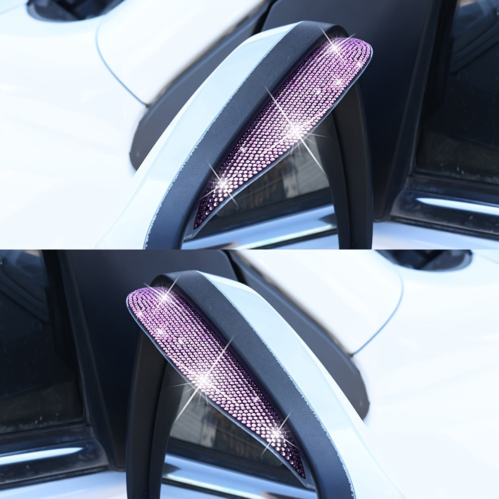 2 dona Avtomobil oynasi yomg'ir himoyachilari, aks ettiruvchi rhinestonelar bilan, yaxshilangan ko'rinish uchun