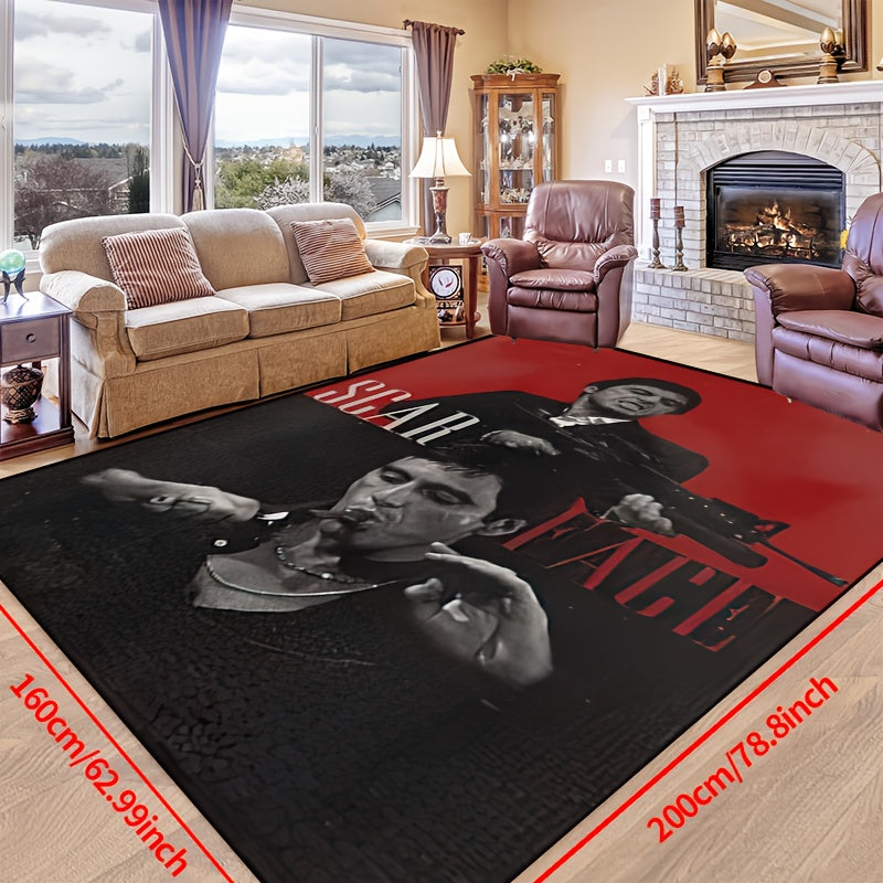 Scarred Man Cigar Gun Area Rug Non-Slip Washable Multiple Sizes