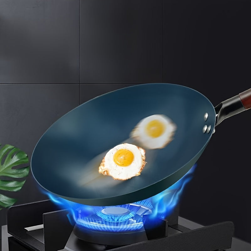Cast Iron Wok for Gas Stove Handmade Non-Stick Coating-Free Cooking Pan