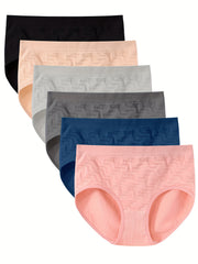 Women's Seamless Crotchless Mid-Waist Shorts Set 6 Pieces