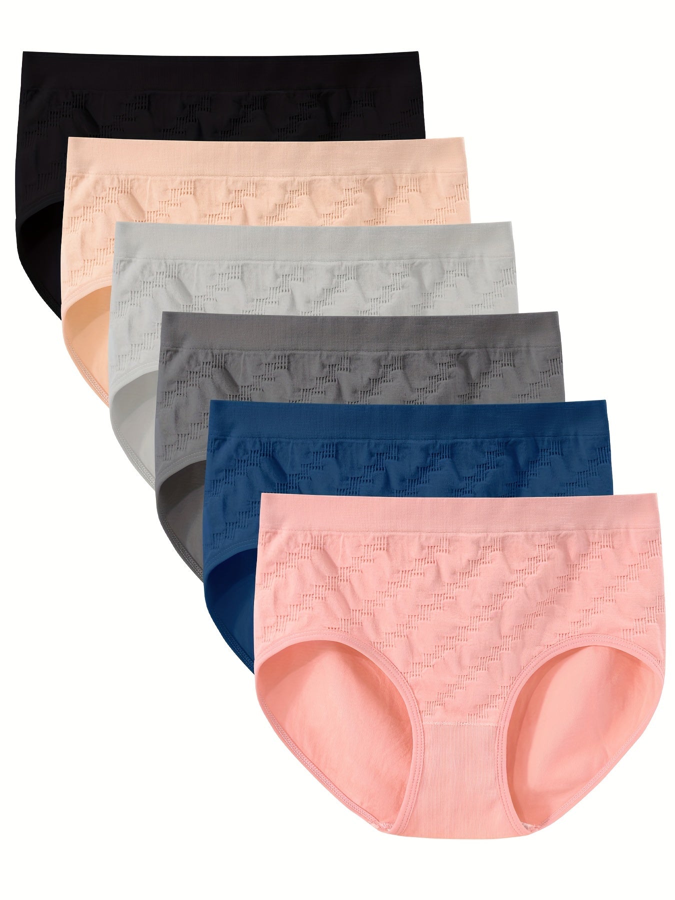 Women's Seamless Crotchless Mid-Waist Shorts Set 6 Pieces