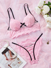 Набор нижнего белья с контрастными цветами и кружевной отделкой для женщин