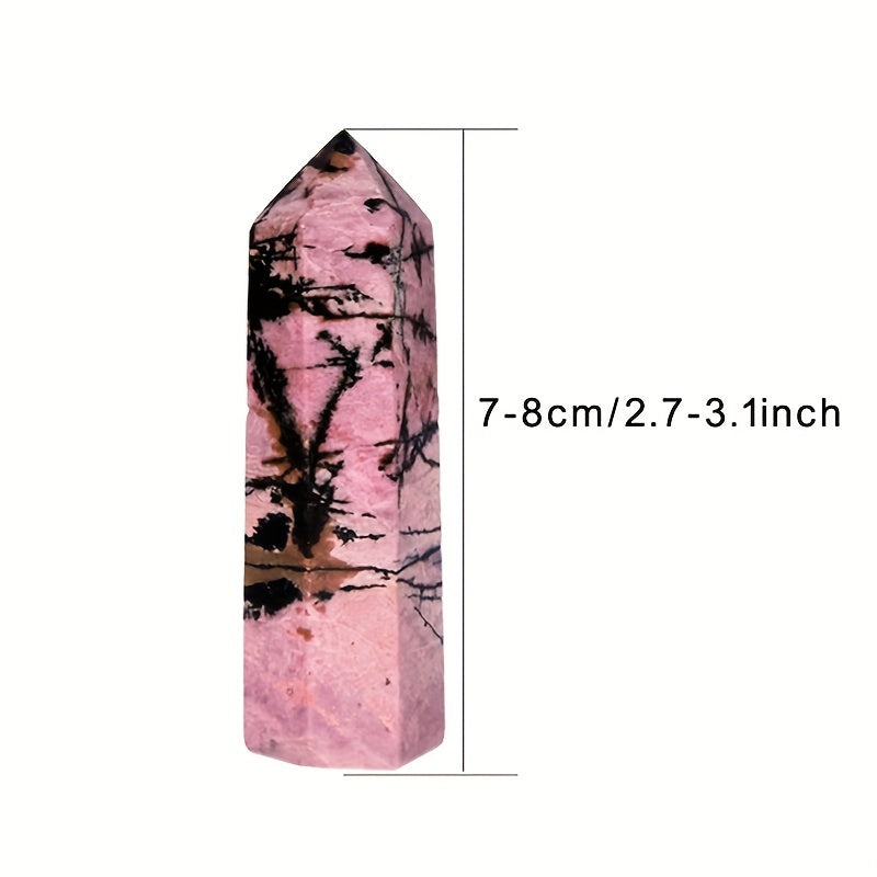 Varita de cristal de rodonita natural con punta de cuarzo facetado para sanación y meditación
